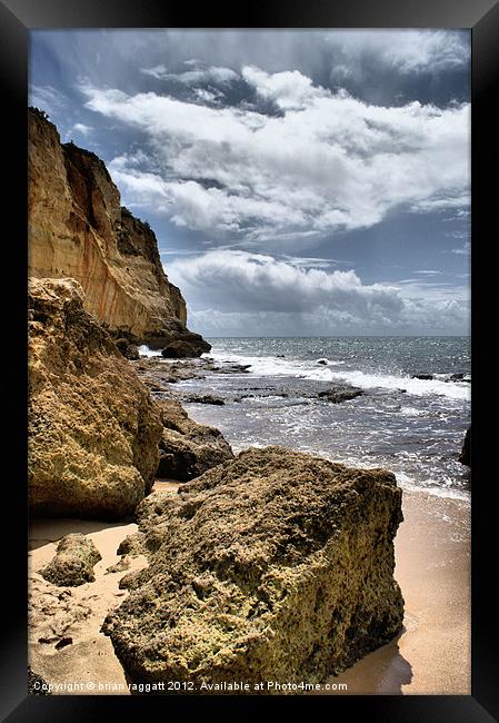 Portugal beach and rock Framed Print by Brian  Raggatt