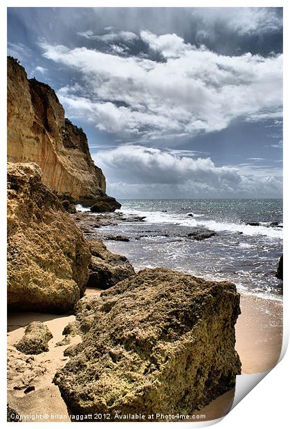 Portugal beach and rock Print by Brian  Raggatt