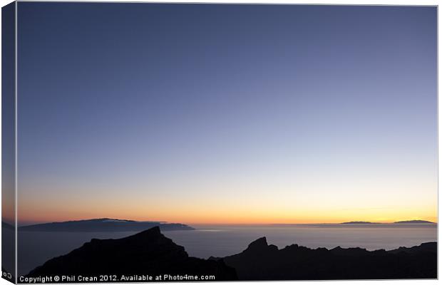 Tenerife, La Gomera and La Palma at sunset Canvas Print by Phil Crean