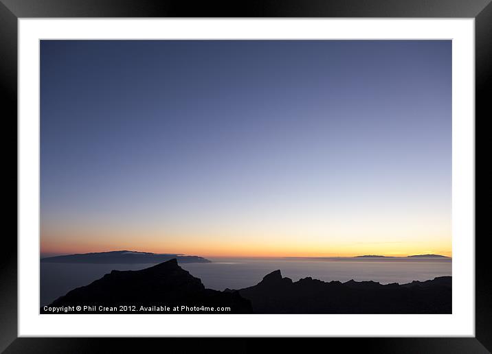 Tenerife, La Gomera and La Palma at sunset Framed Mounted Print by Phil Crean