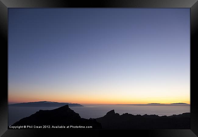 Tenerife, La Gomera and La Palma at sunset Framed Print by Phil Crean