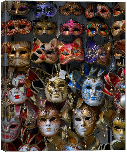 Carnival Masks in Venice Canvas Print by David Worthington