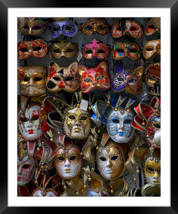 Carnival Masks in Venice Framed Mounted Print by David Worthington