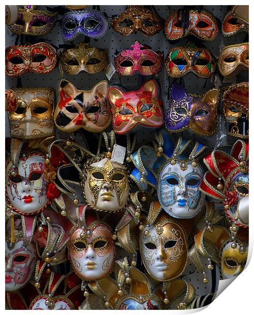 Carnival Masks in Venice Print by David Worthington