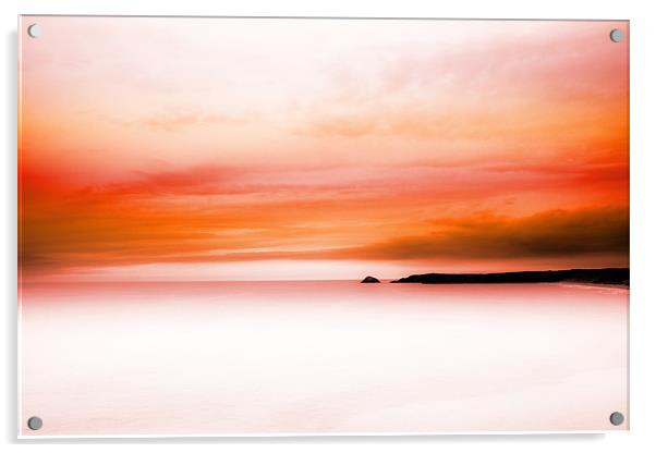 Fiery Red Sea View Acrylic by Dorit Fuhg