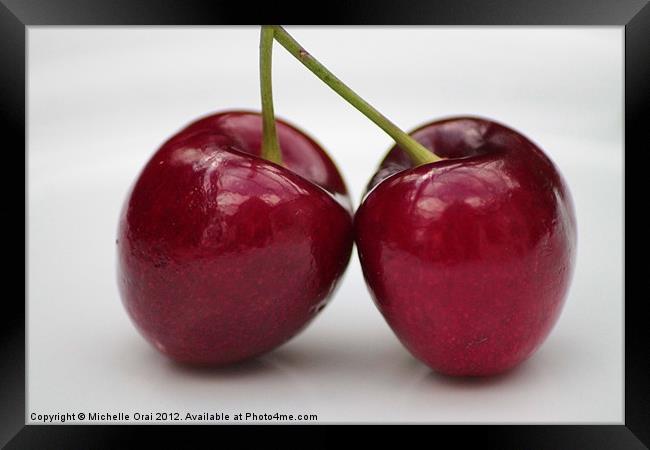 Two Cherries Framed Print by Michelle Orai