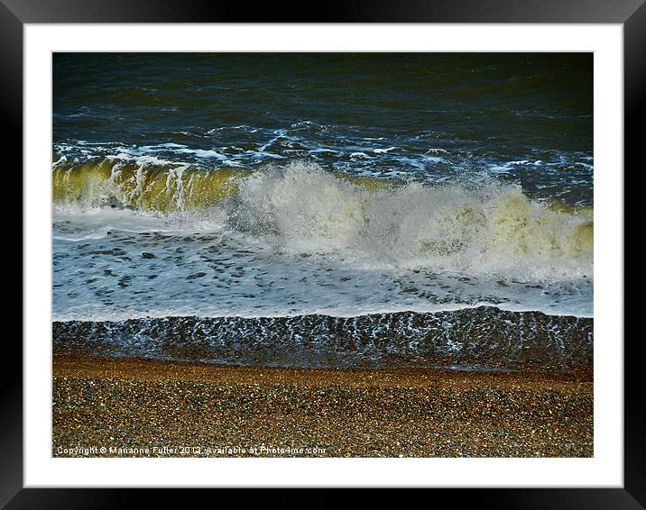 Pebbles and Waves Framed Mounted Print by Marianne Fuller