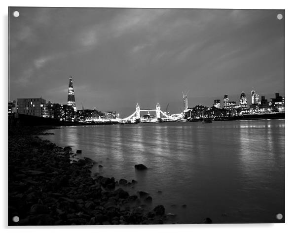 Tower Bridge By Night Acrylic by Thomas Dentith Barnard