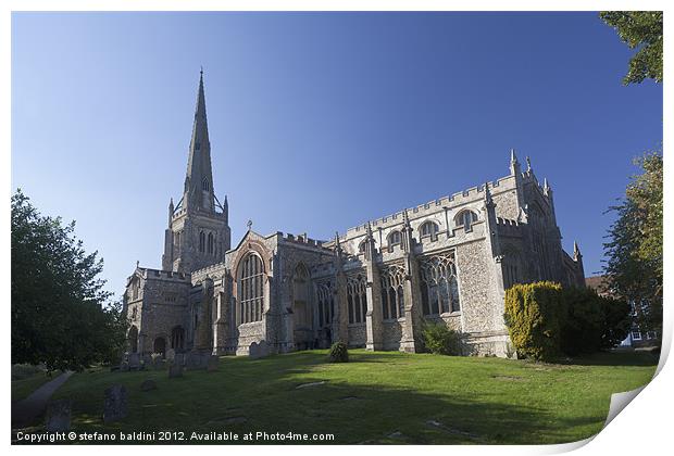 The church of St John the Baptist in Thaxted Print by stefano baldini