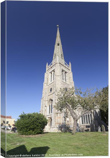 Church tower in Thaxted Canvas Print by stefano baldini
