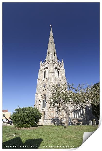 Church tower in Thaxted Print by stefano baldini