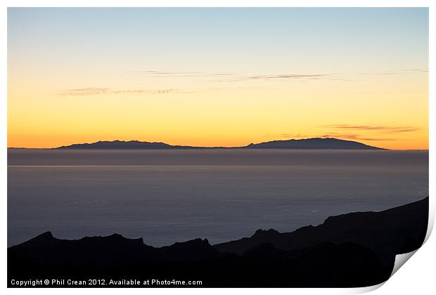 La Palma yellow twilight Print by Phil Crean