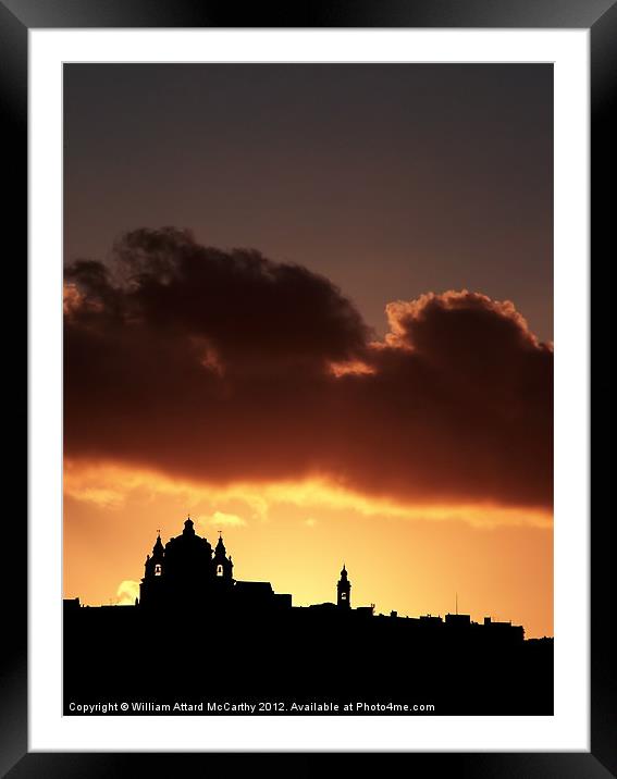 Mdina Silhouette Framed Mounted Print by William AttardMcCarthy
