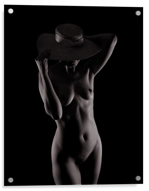 Art nude female in hat Acrylic by Steven Clements LNPS