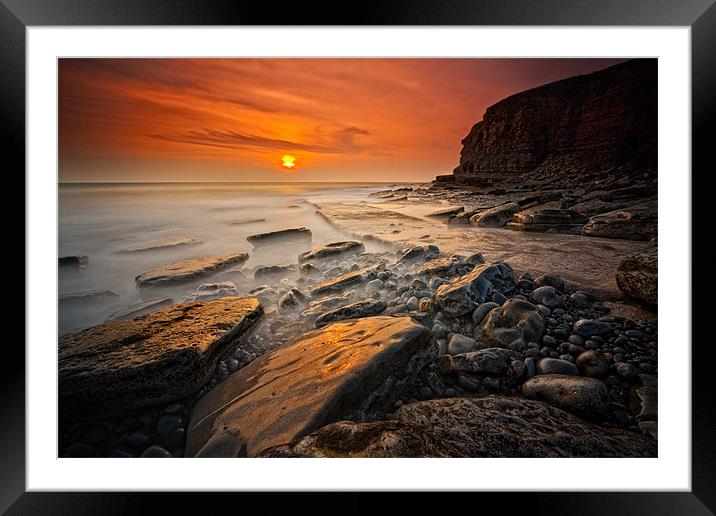Sunset at Dunraven Bay Framed Mounted Print by Steven Clements LNPS