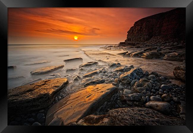 Sunset at Dunraven Bay Framed Print by Steven Clements LNPS