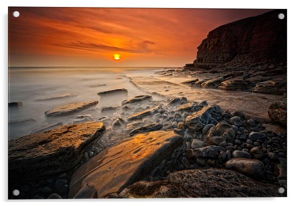 Sunset at Dunraven Bay Acrylic by Steven Clements LNPS