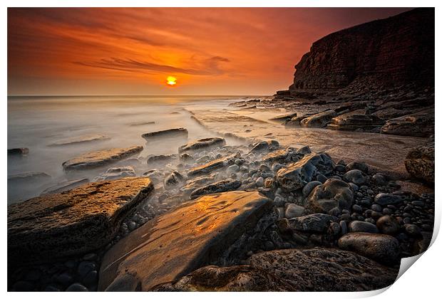 Sunset at Dunraven Bay Print by Steven Clements LNPS