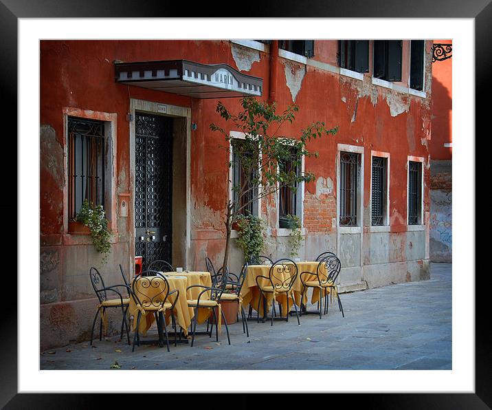 Cafe in Venice Framed Mounted Print by David Worthington