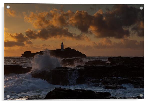 Sunset at Godrevy lighthouse Acrylic by Thomas Schaeffer
