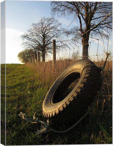 tire at sunset Canvas Print by isaac ford