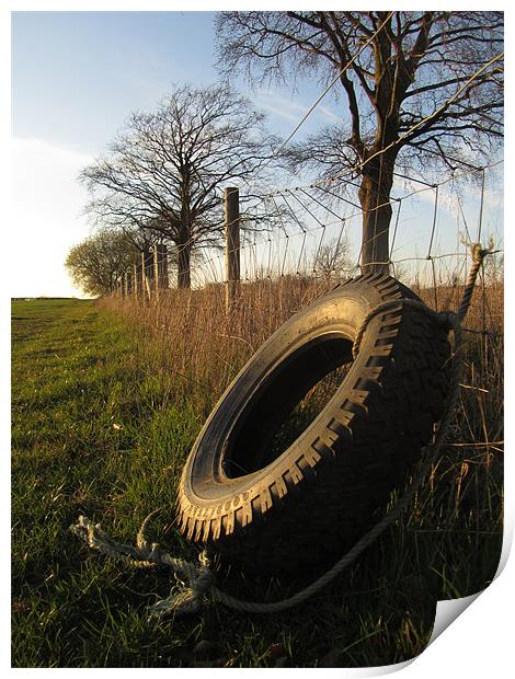 tire at sunset Print by isaac ford