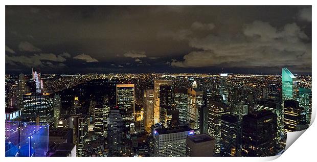 Uptown New York and Central Park at night Print by Gary Eason