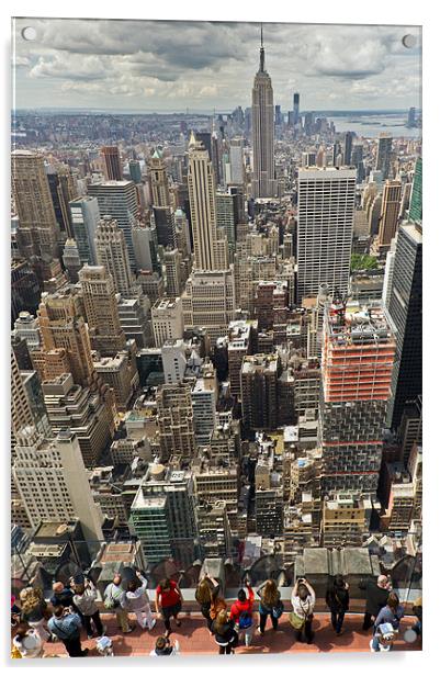 Tourists viewing Downtown Manhattan Acrylic by Gary Eason