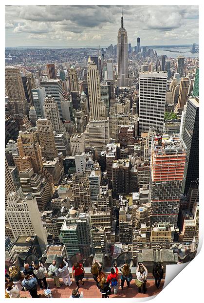 Tourists viewing Downtown Manhattan Print by Gary Eason
