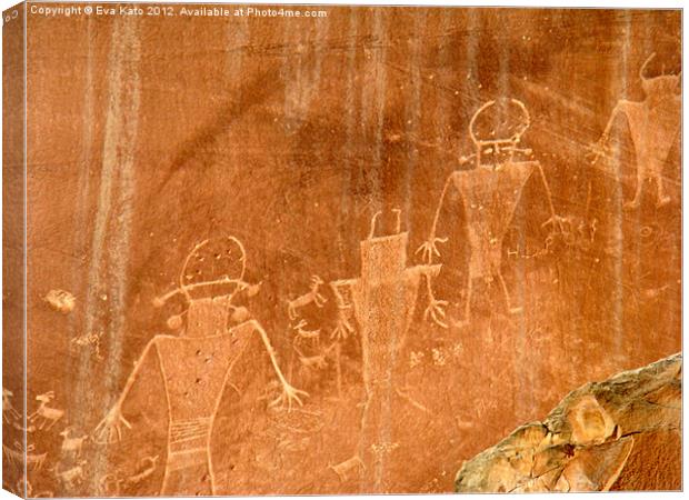 Petroglyphs or Spacemen? Canvas Print by Eva Kato