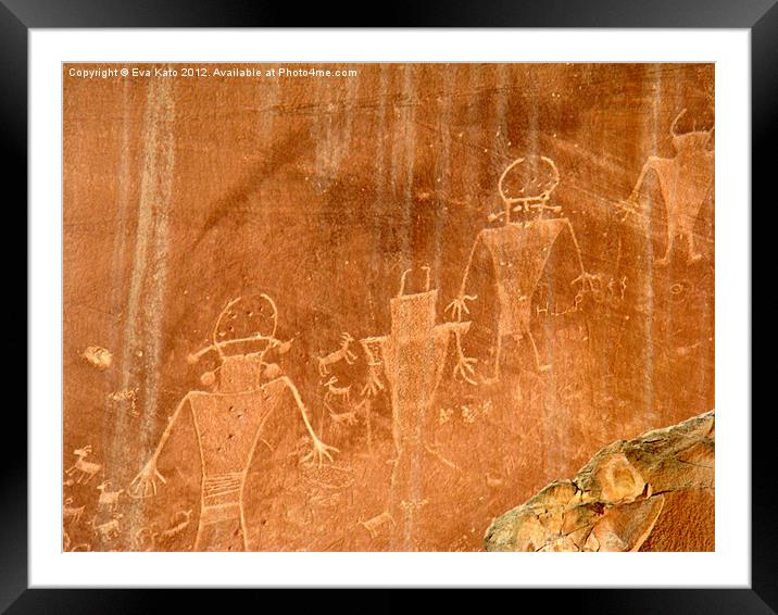 Petroglyphs or Spacemen? Framed Mounted Print by Eva Kato