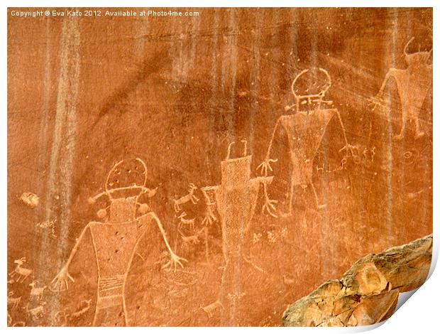 Petroglyphs or Spacemen? Print by Eva Kato