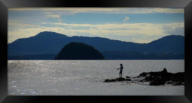 Fishing at Kantary Bay,Thailand Framed Print by David Worthington