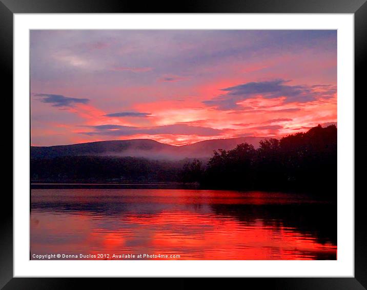 Colorful fall sunset Framed Mounted Print by Donna Duclos