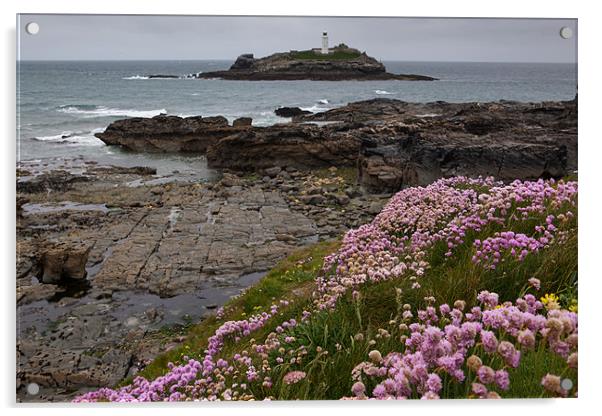 Cornish rocky coast near Gwithian Acrylic by Thomas Schaeffer