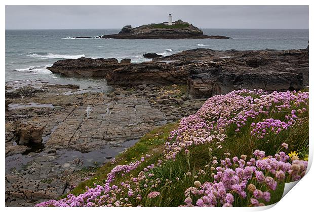 Cornish rocky coast near Gwithian Print by Thomas Schaeffer