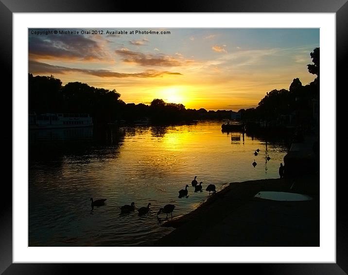 Sunset on the Thames Framed Mounted Print by Michelle Orai
