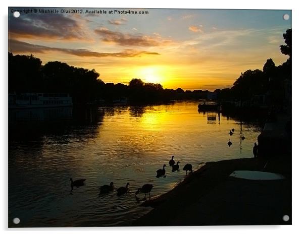 Sunset on the Thames Acrylic by Michelle Orai