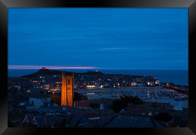 St.Ives at blue hour Framed Print by Thomas Schaeffer