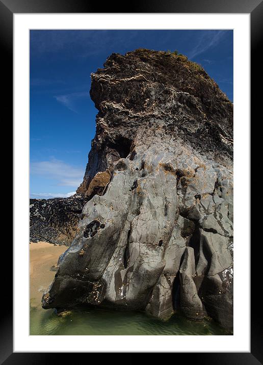 rocky coast Bedruthan Steps Framed Mounted Print by Thomas Schaeffer