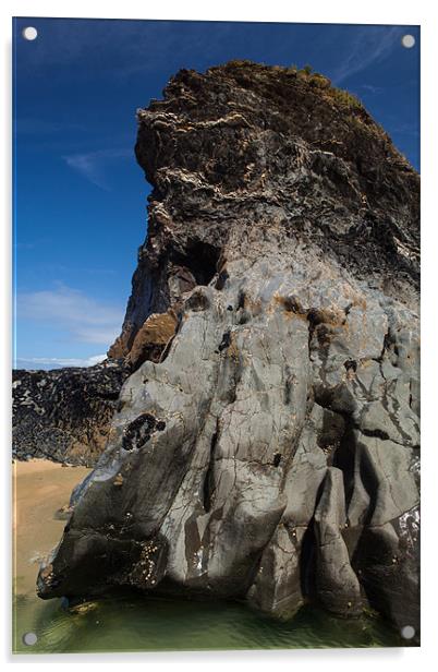 rocky coast Bedruthan Steps Acrylic by Thomas Schaeffer