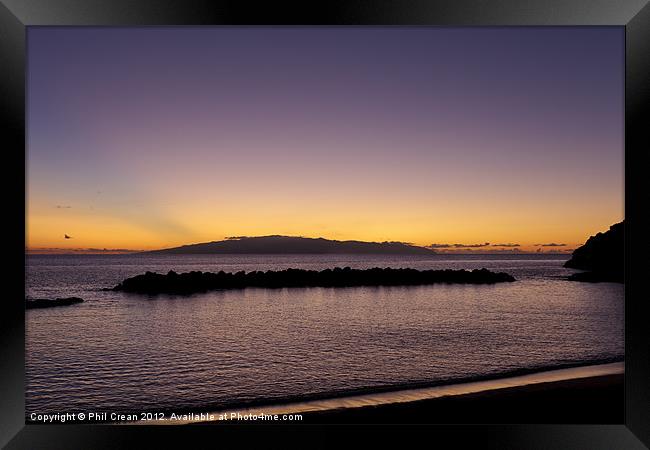 Sunset over Gomera, from Tenerife Framed Print by Phil Crean