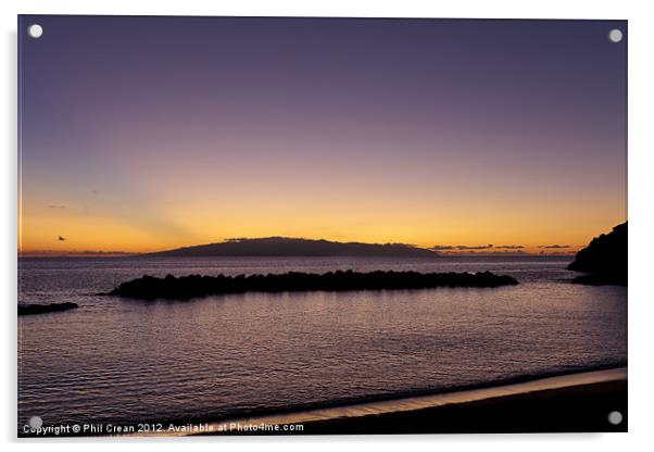 Sunset over Gomera, from Tenerife Acrylic by Phil Crean