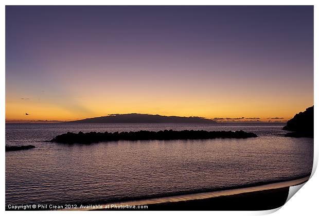 Sunset over Gomera, from Tenerife Print by Phil Crean