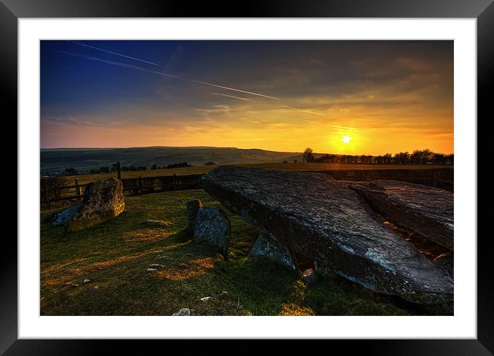 Sunset at Arthur's Stone Monument Framed Mounted Print by Steven Clements LNPS