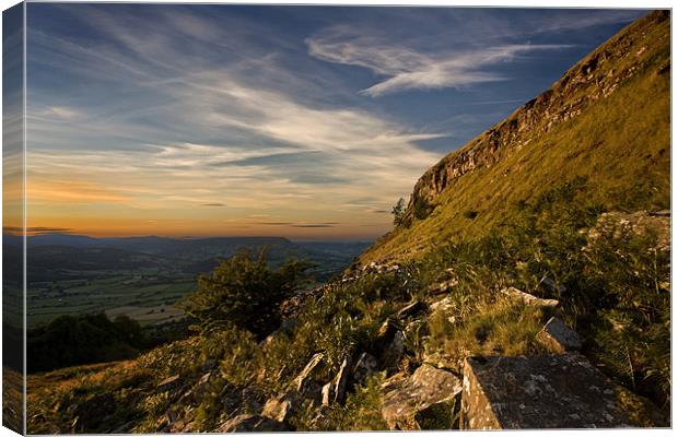 Last sunlight at Skirrid Mountain Canvas Print by Steven Clements LNPS