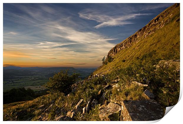 Last sunlight at Skirrid Mountain Print by Steven Clements LNPS