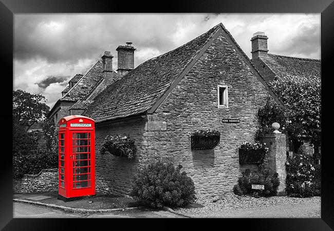 Red Telephone Box at Upper Slaughter Framed Print by Stephen Mole