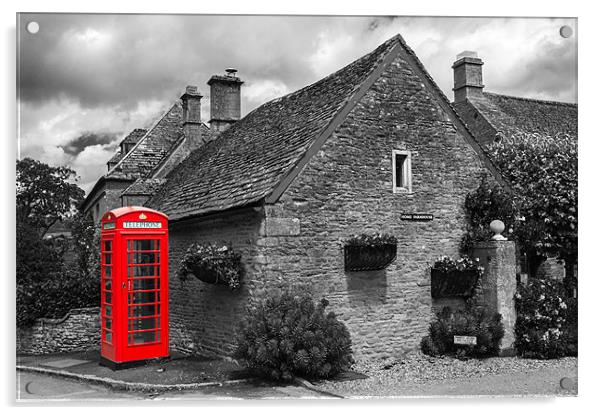 Red Telephone Box at Upper Slaughter Acrylic by Stephen Mole