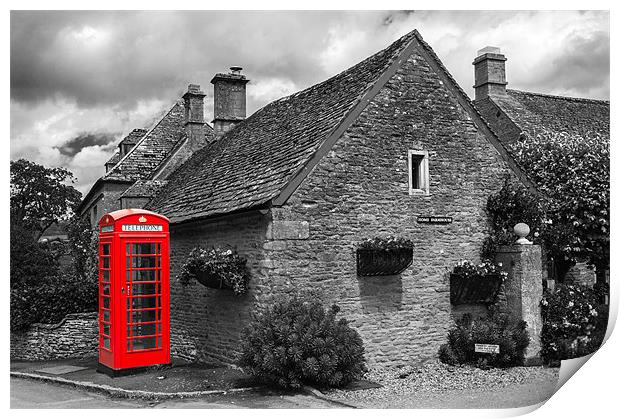Red Telephone Box at Upper Slaughter Print by Stephen Mole